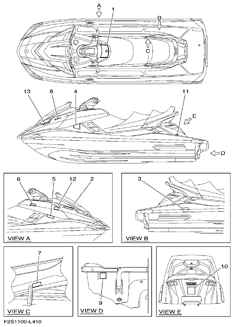 Yamaha FA1800A-M IMPORTANT LABELS parts diagram